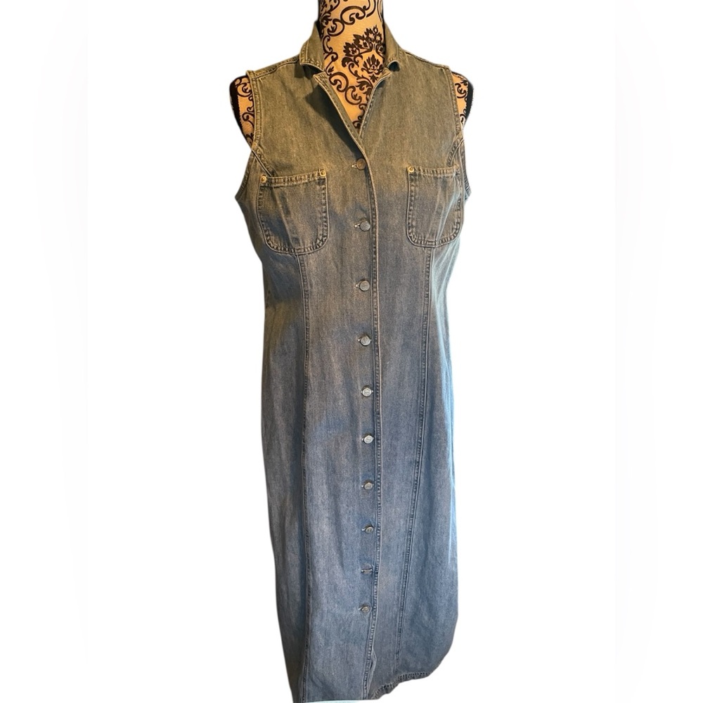Vintage 90's Old Navy Denim Dress Button up Long Dress Size 12